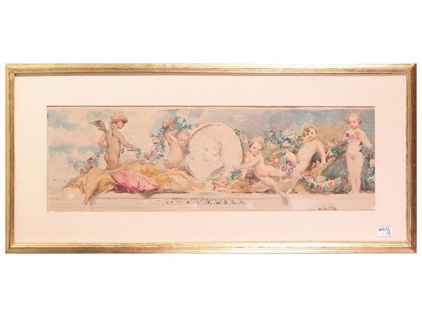 Annibale Gatti - Putti with coats of arms
