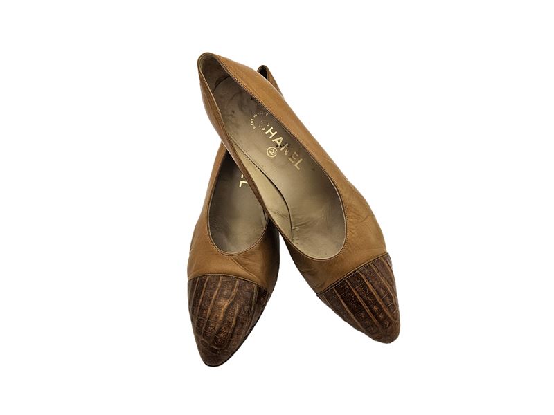 Chanel - Decolleté in pelle cognac