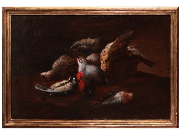 Scuola napoletana - Nature morte con cacciagione