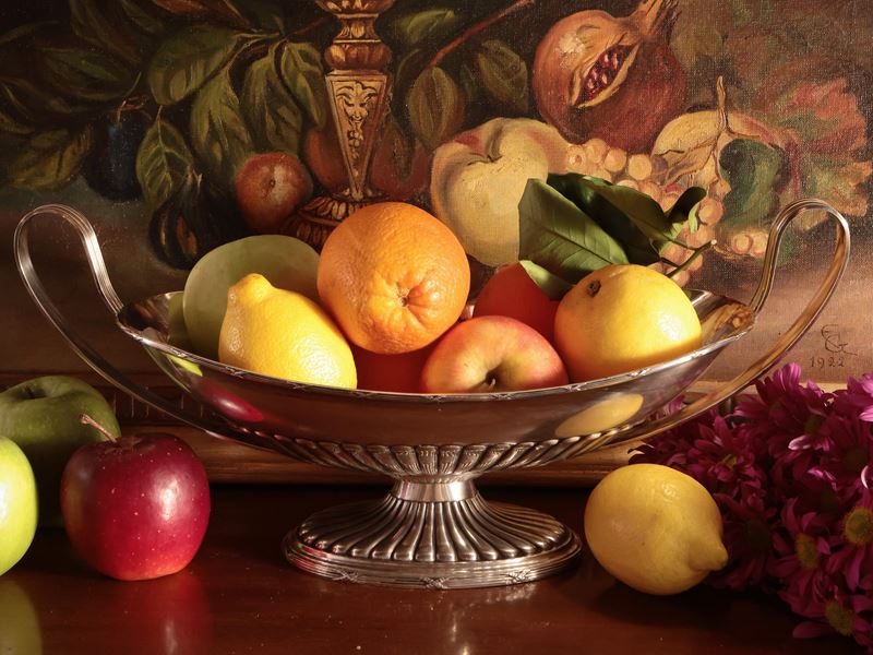 Centrotavola a navicella in argento, Ricci & C. Alessandria