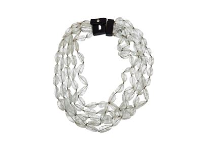 Collana Multifilo in Cristallo di Rocca con Fermezza in Ambroide