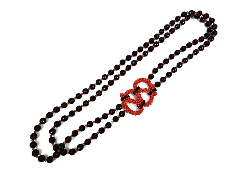 Collana a Due Fili Nera e Rossa