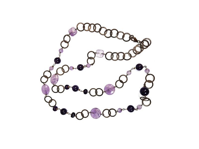 Collana in Argento Brunito con Ametiste
