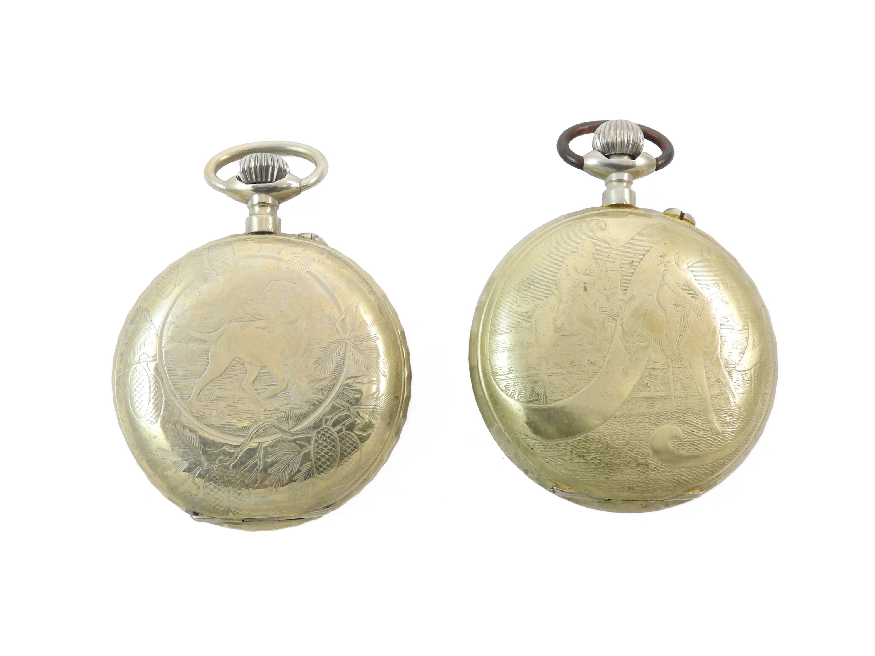 Due orologi da tasca Roskopf in metallo