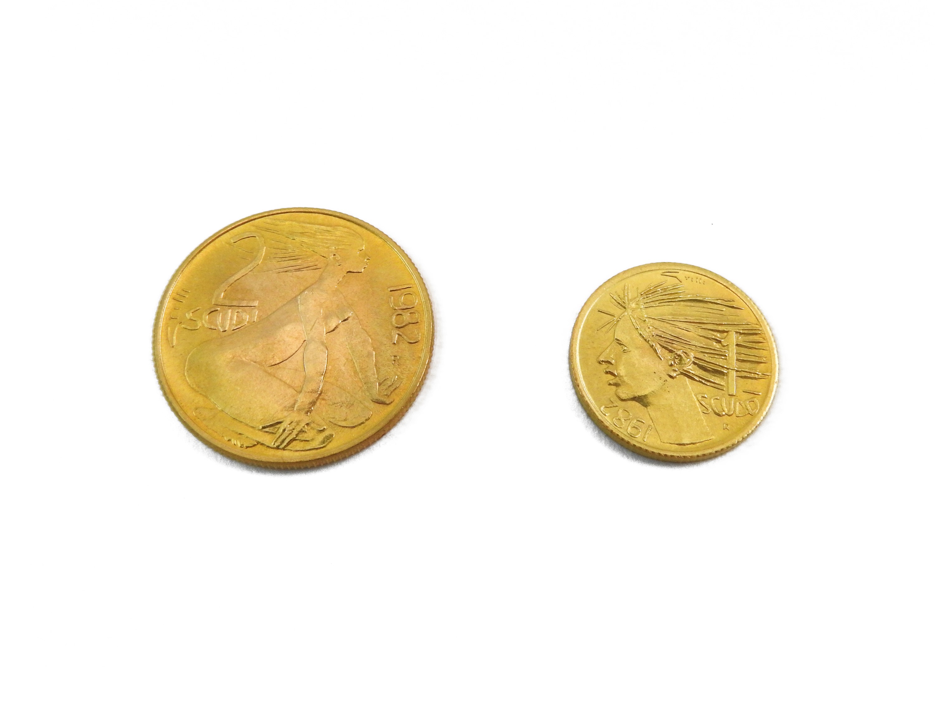 Una serie da 1 e 2 scudi San Marino in oro 916/1000