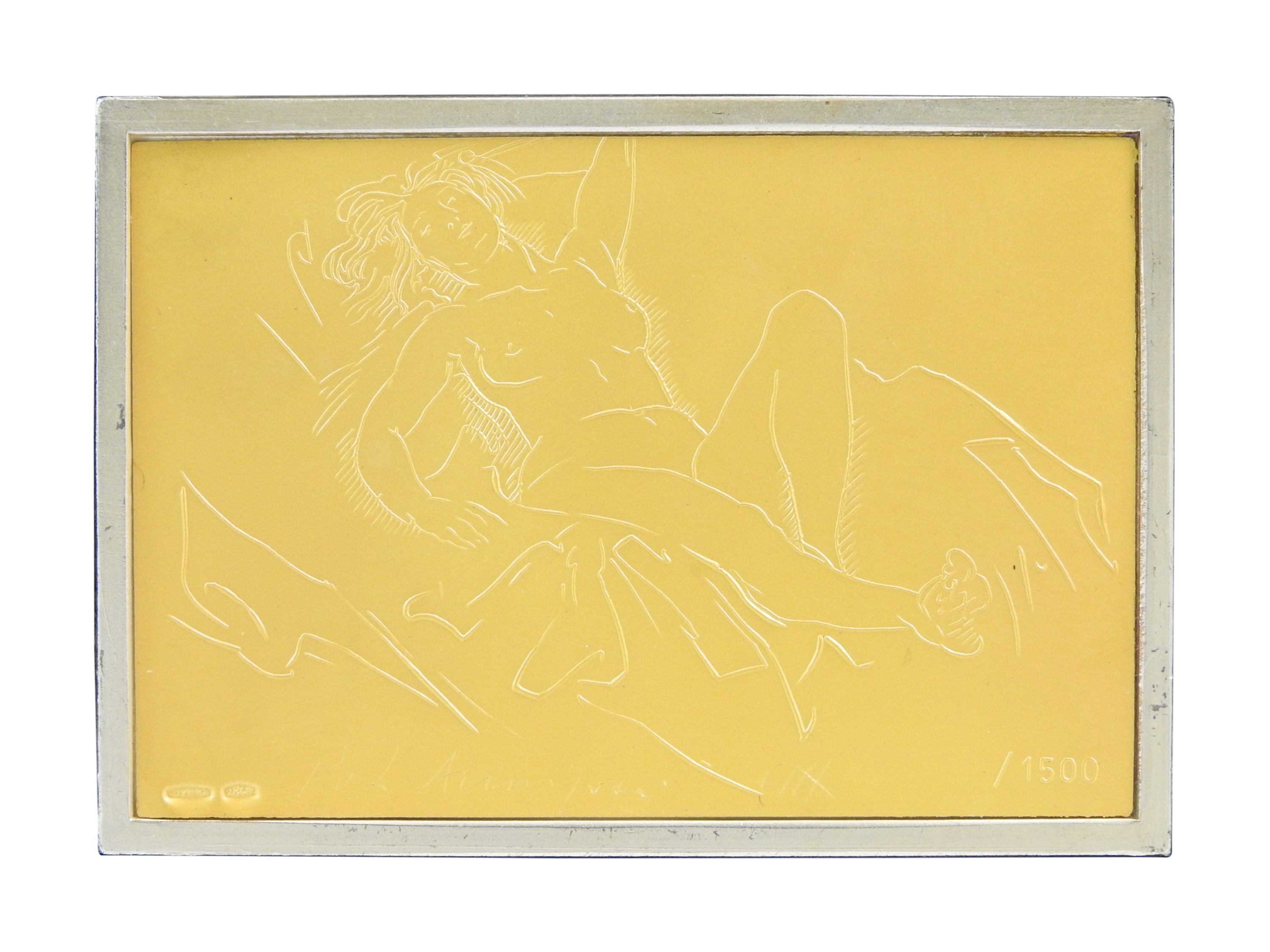 Quattro incisioni su lastra in oro 999,8/1000 con supporto in argento 925/1000