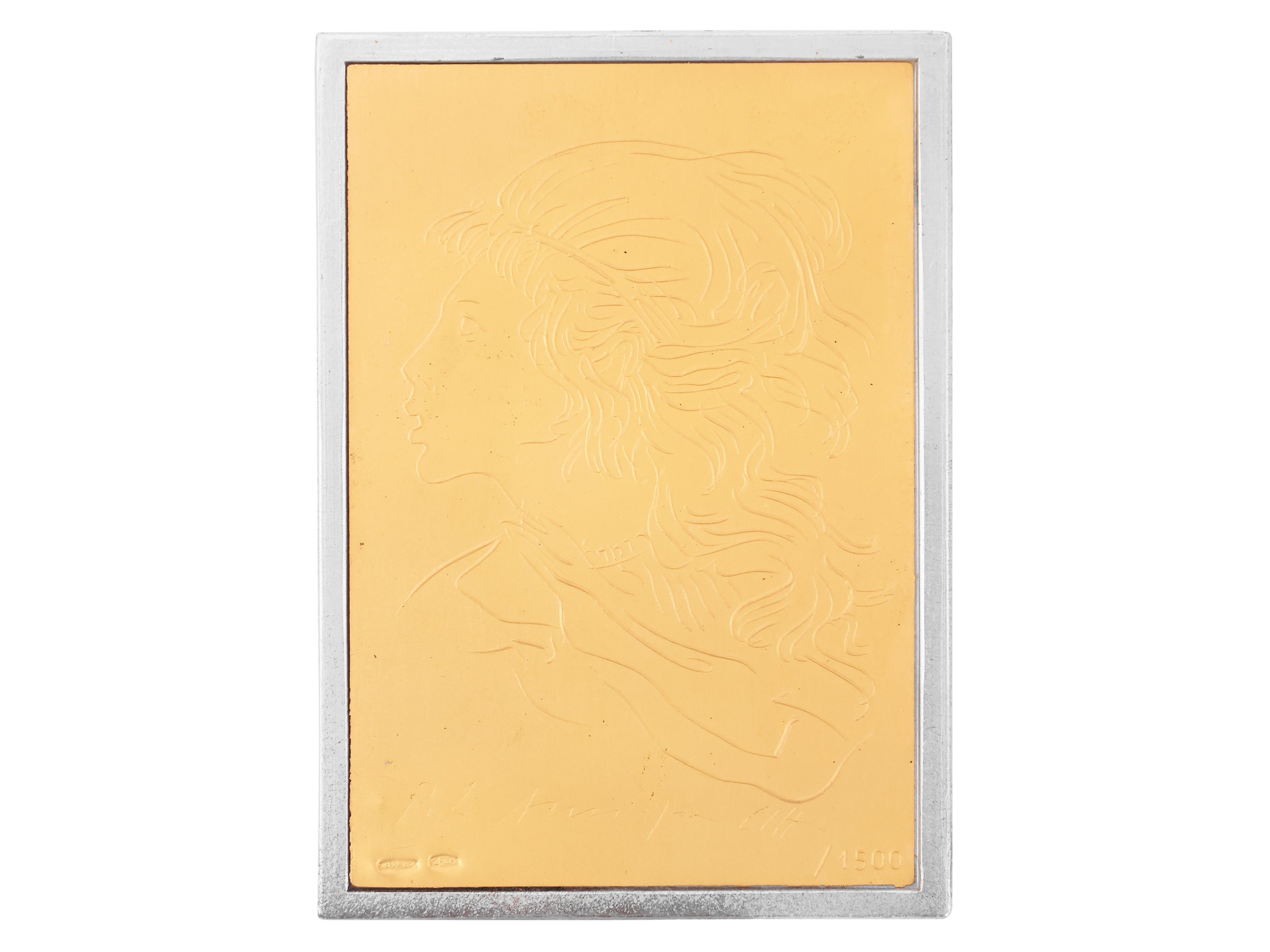 Quattro incisioni su lastra in oro 999,8/1000 con supporto in argento 925/1000