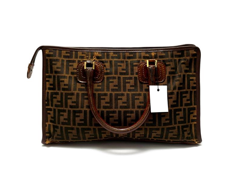 Fendi - Borsa a spalla in tessuto FF marrone