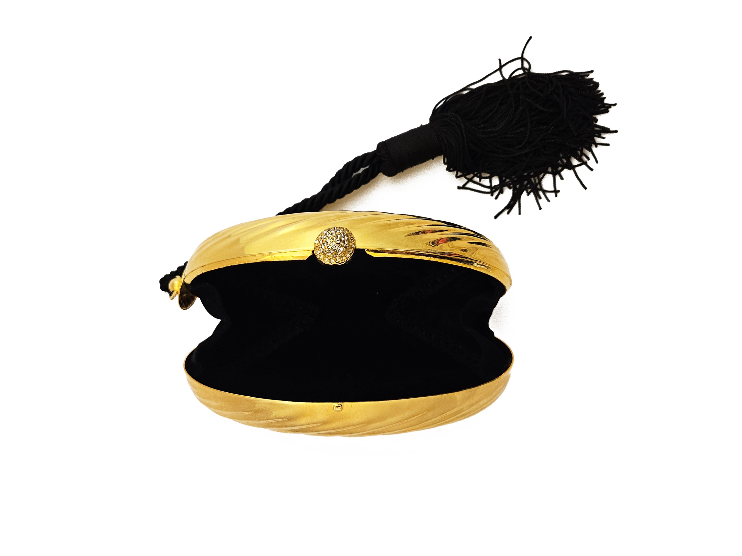 Clutch ovale in metallo golden tone