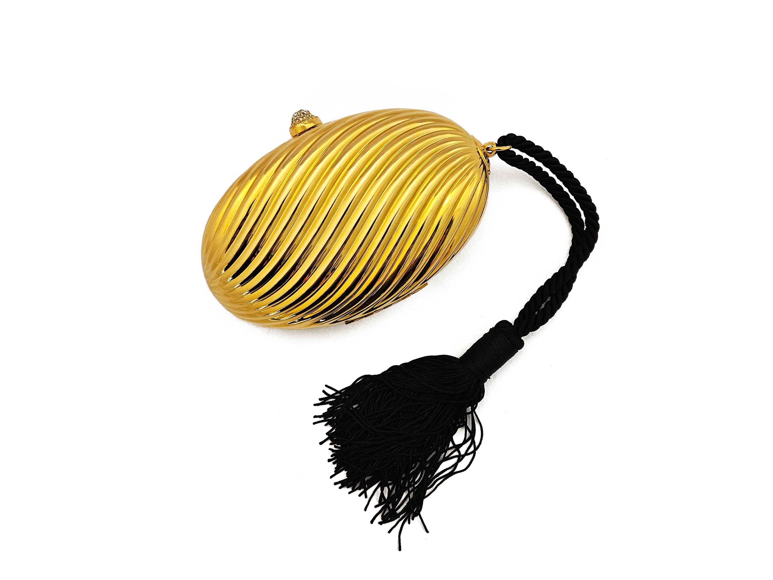 Clutch ovale in metallo golden tone