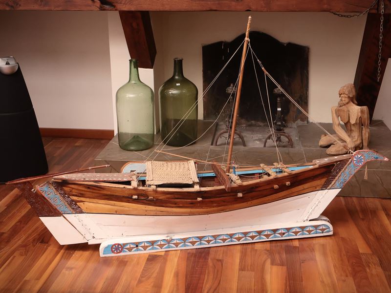 Grande Modellino di Imbarcazione in Legno