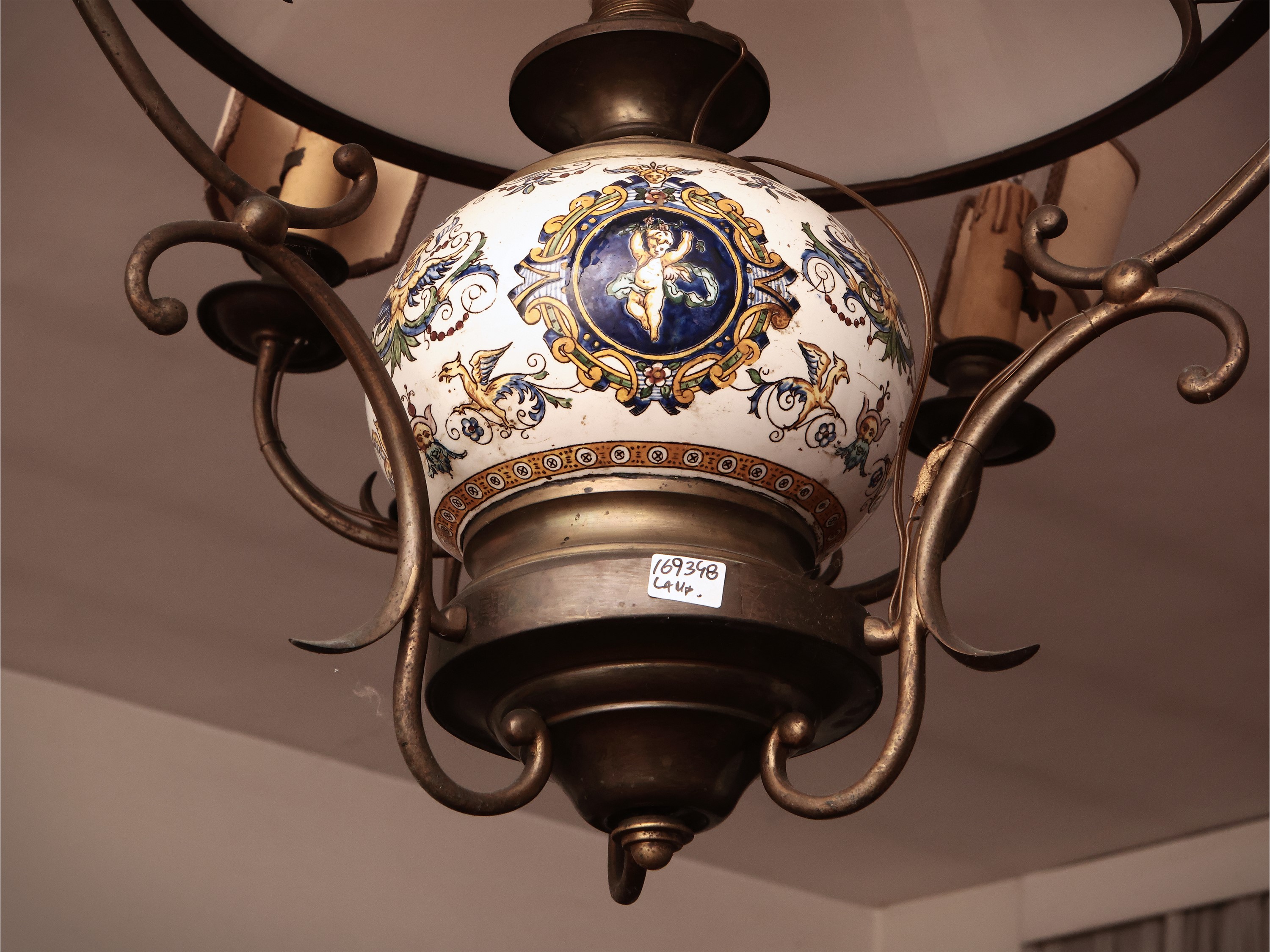 Lampadario in Metallo, Vetro e Ceramica