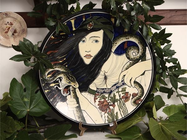 Art Nouveau, Salvini old terracotta parade plate