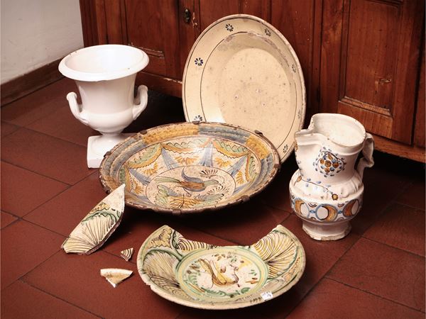 Lotto di ceramiche popolari d'epoca