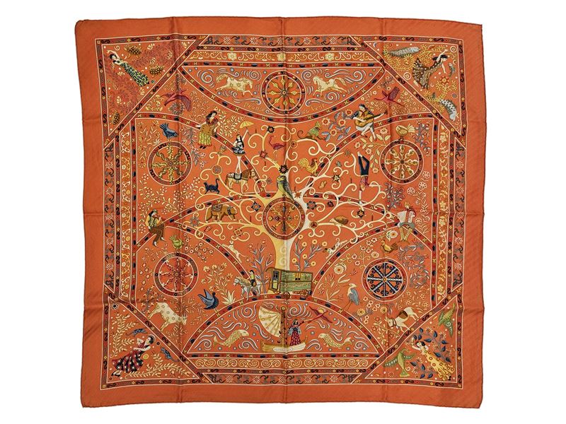 Hermès - Foulard in seta "Peuple du Vent" by Christine Henry