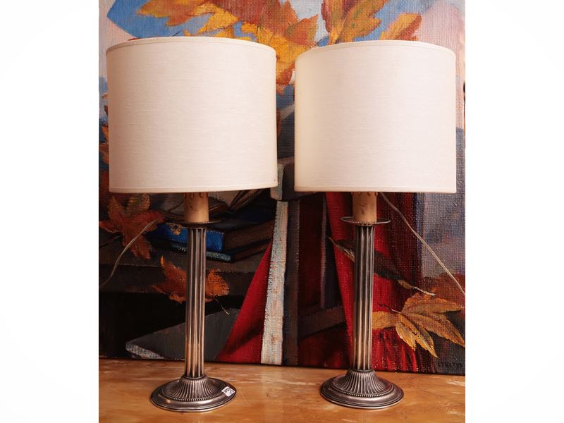 Coppia di candelieri in argento sterling