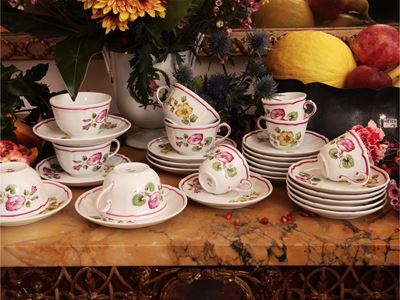 Set di Tazzine da Tè e Caffè in Porcellana, Richard Ginori