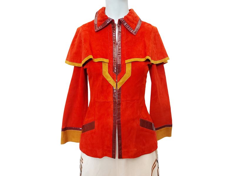 Gucci - Giacchina in suede rosso corallo