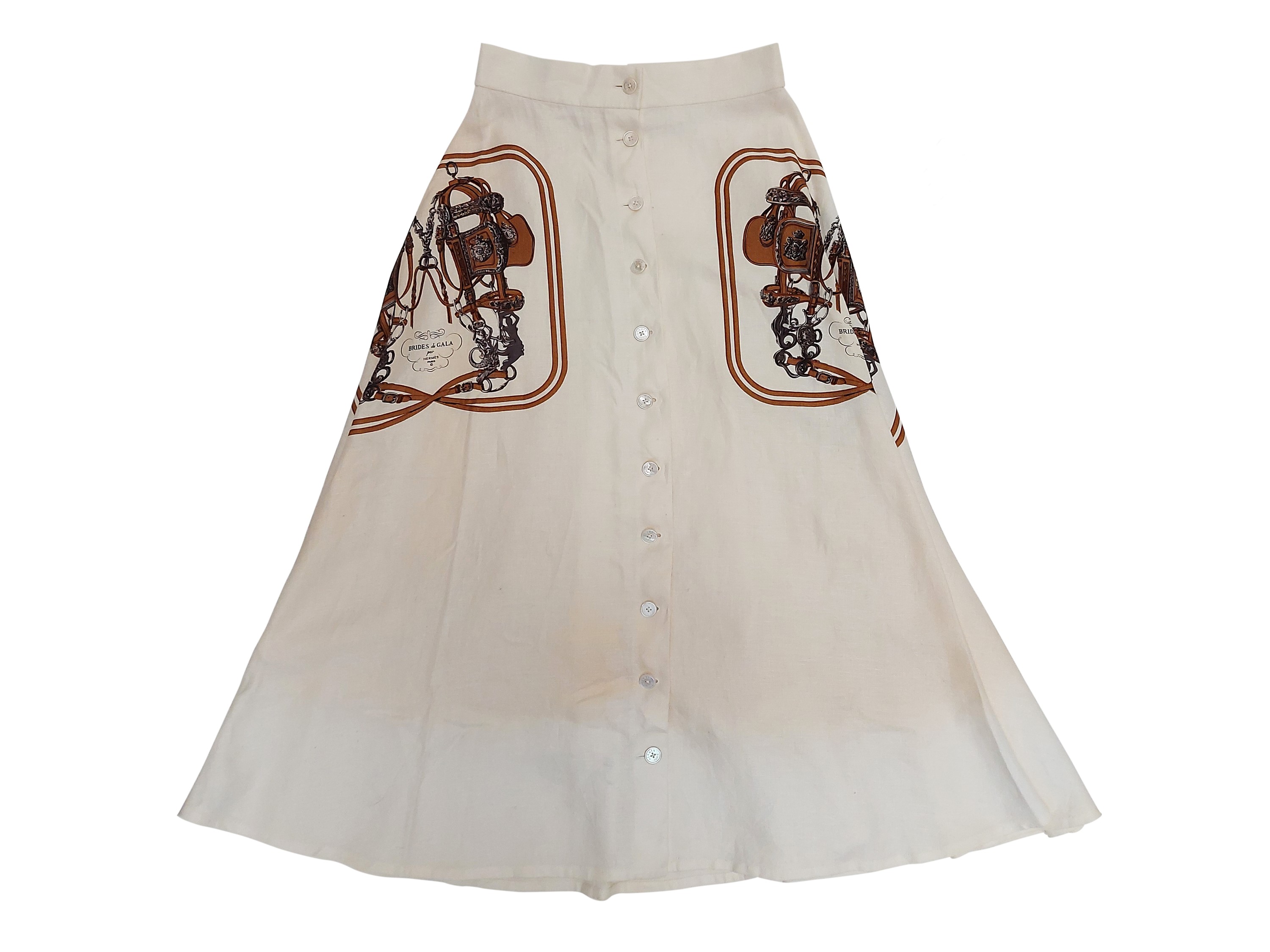 Hermès - Gonna Midi 'brides De Gala' in Lino Color Panna