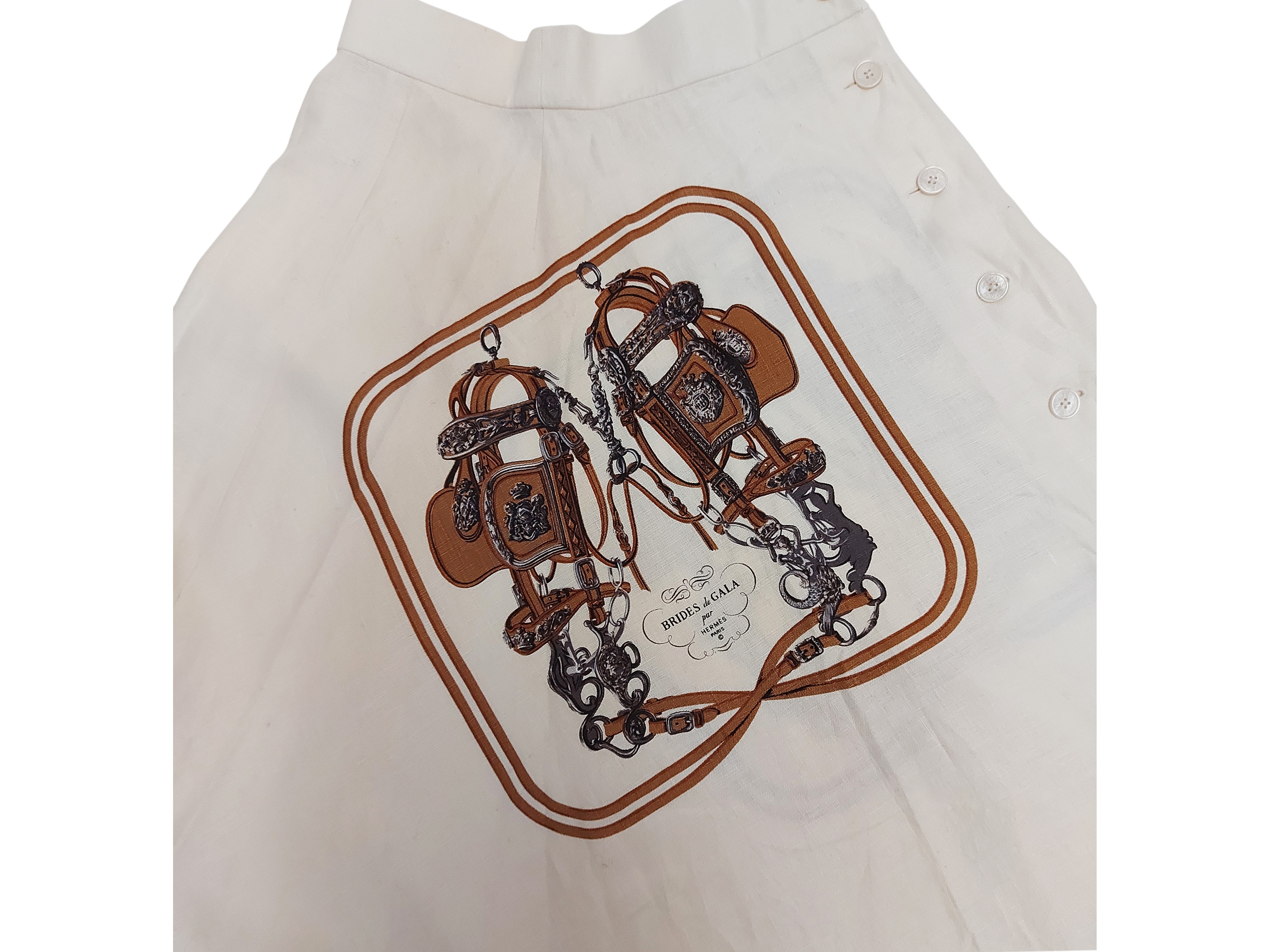 Hermès - Gonna Midi 'brides De Gala' in Lino Color Panna