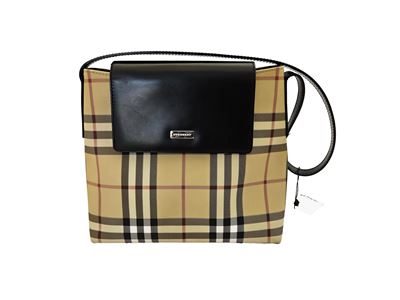 Burberry - Borsa a Spalla Burberry Check e Pelle Nera