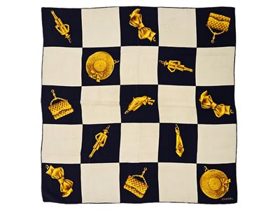 Chanel - Foulard in Seta Bianco e Blu