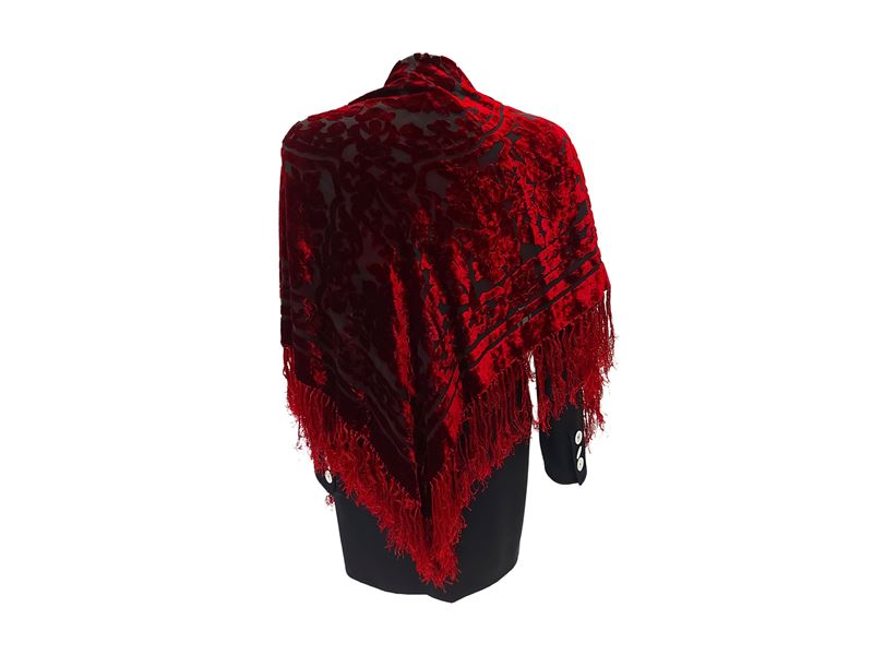 Foulard in Seta Devoré Bordeaux su Fondo Nero