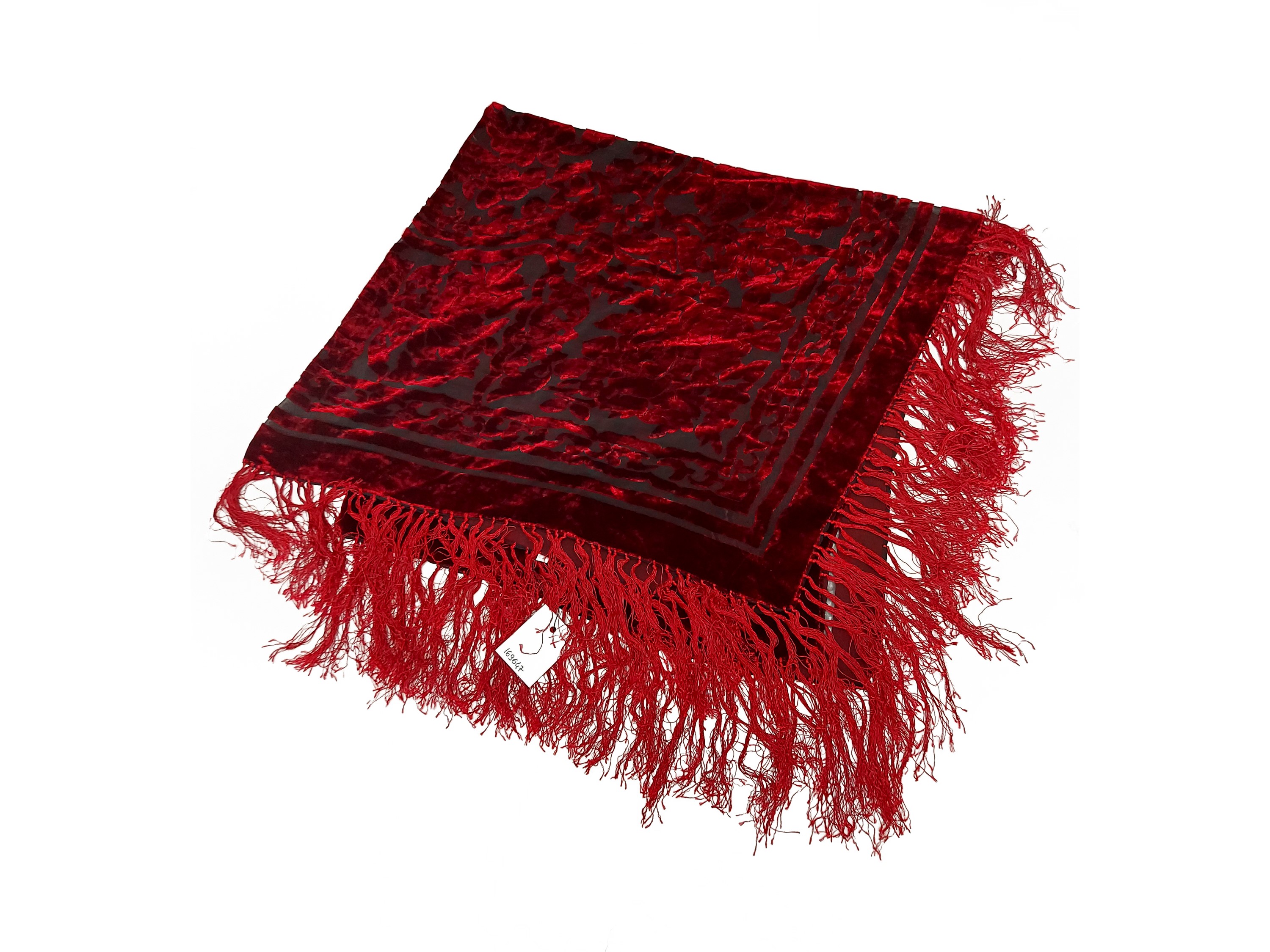 Foulard in Seta Devoré Bordeaux su Fondo Nero