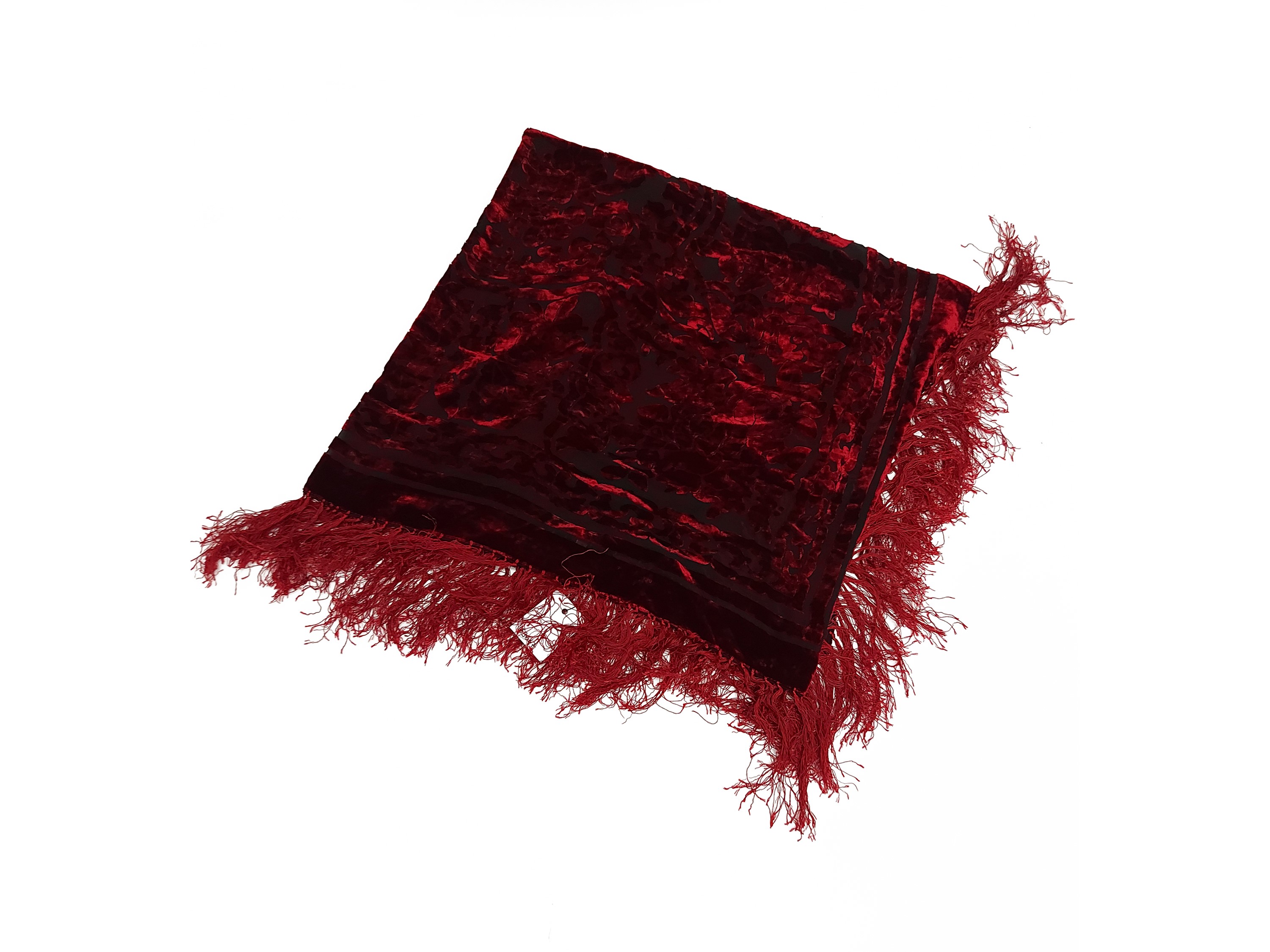 Foulard in Seta Devoré Bordeaux su Fondo Nero