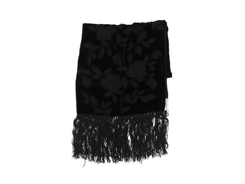 Dolce & Gabbana - Sciarpa in Seta e Velluto Devoré Nero