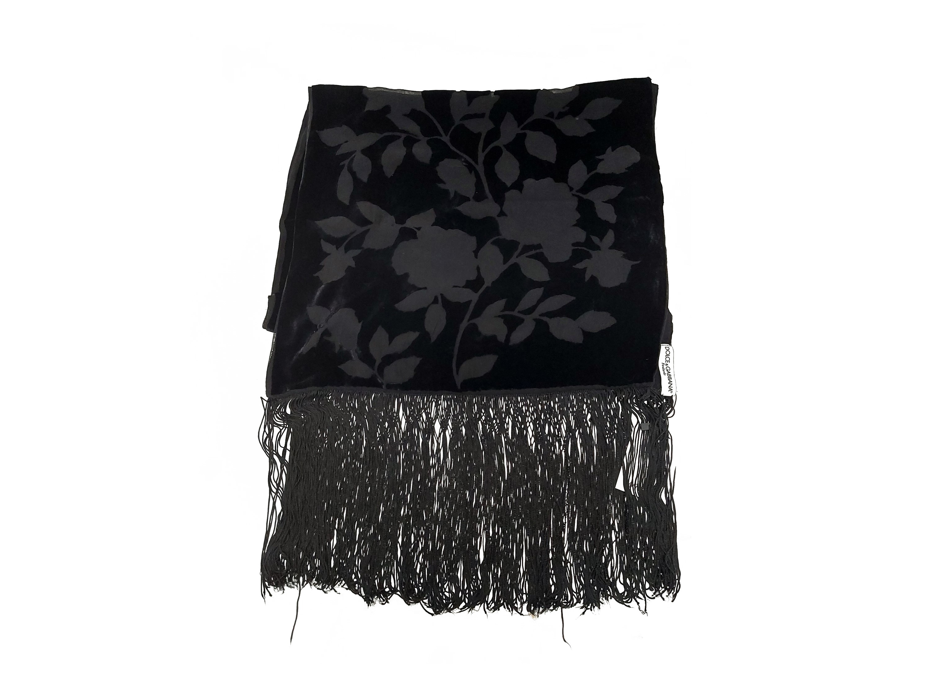 Dolce & Gabbana - Sciarpa in Seta e Velluto Devoré Nero
