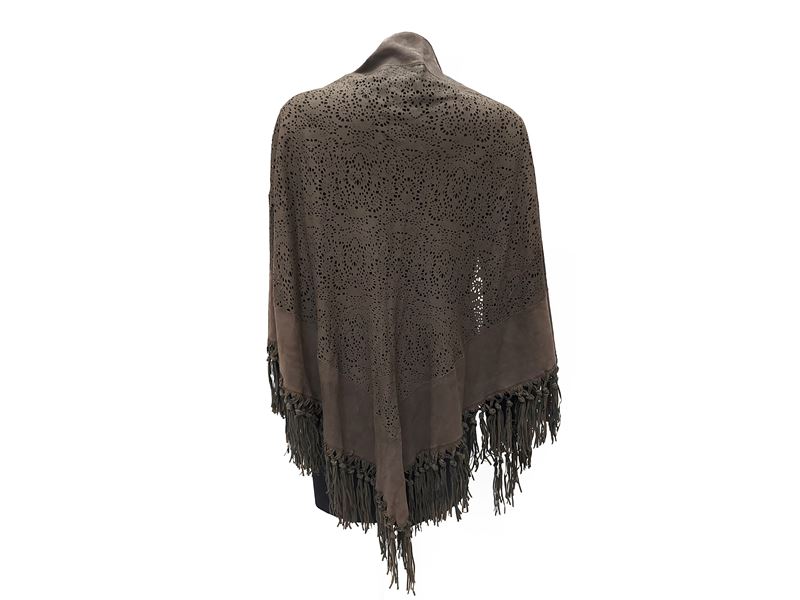 Scialle in Suede Traforato Marrone