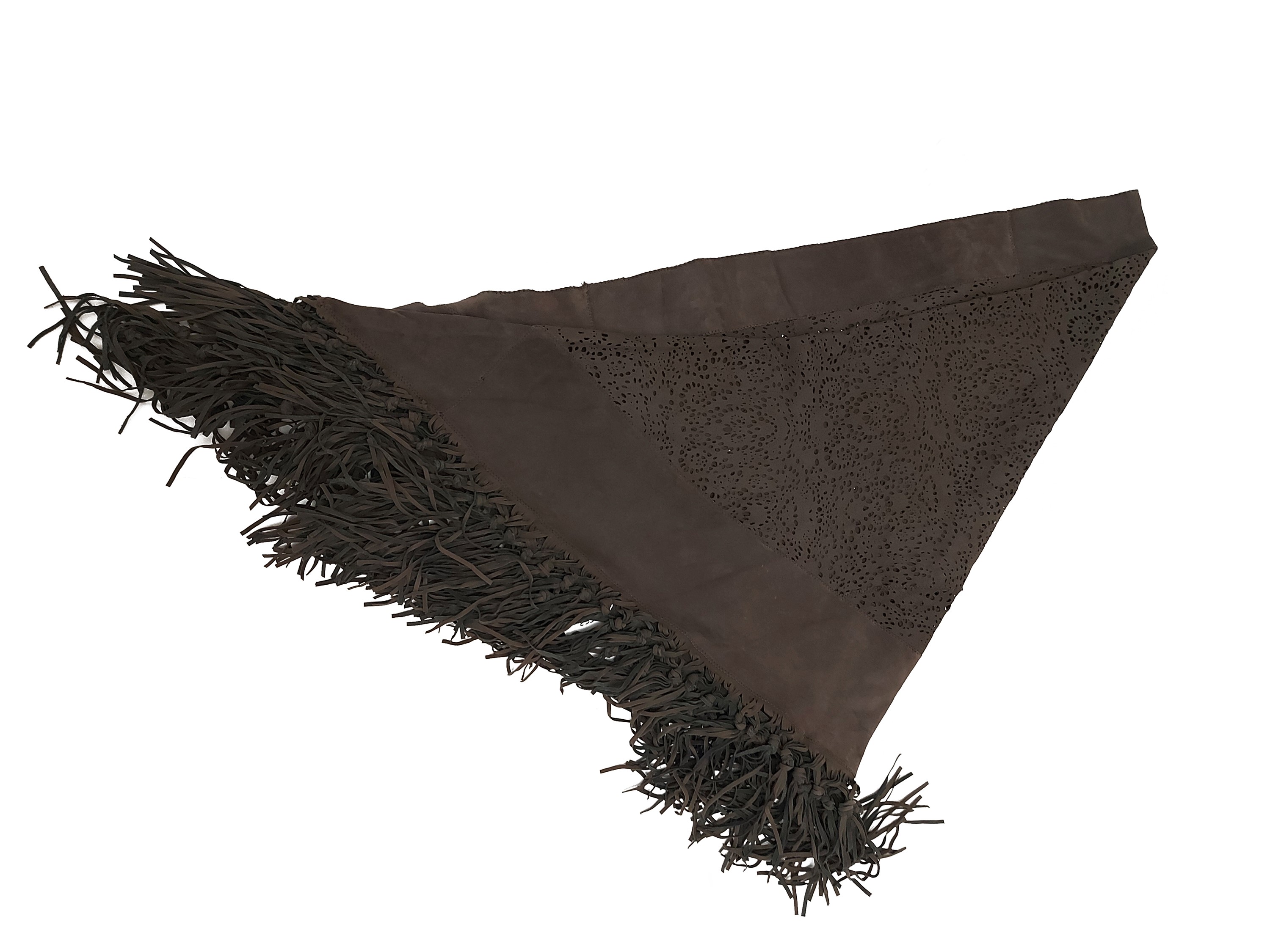 Scialle in Suede Traforato Marrone