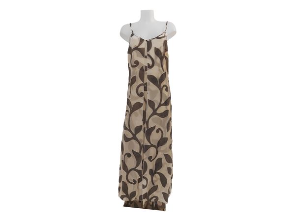 Salvatore Ferragamo - Beige and gray silk cracks dress