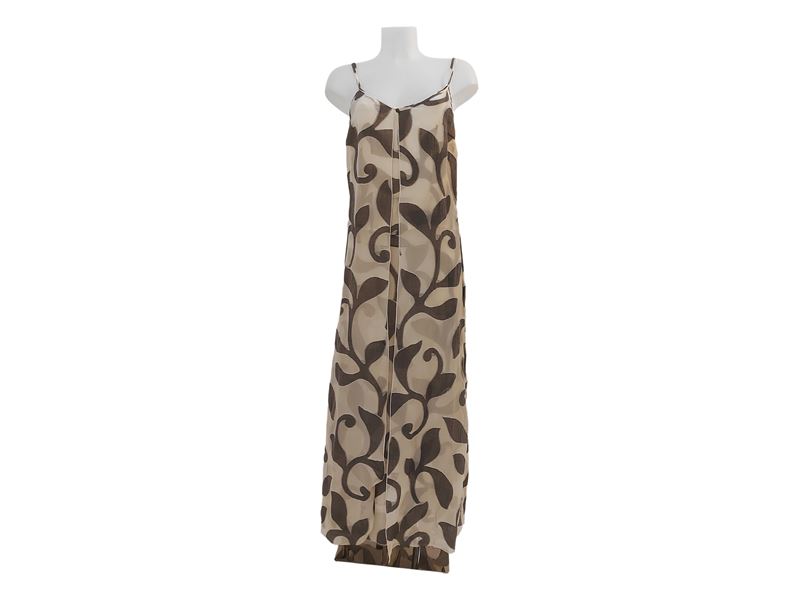 Salvatore Ferragamo - Abito in Crepe di Seta Beige e Grigio