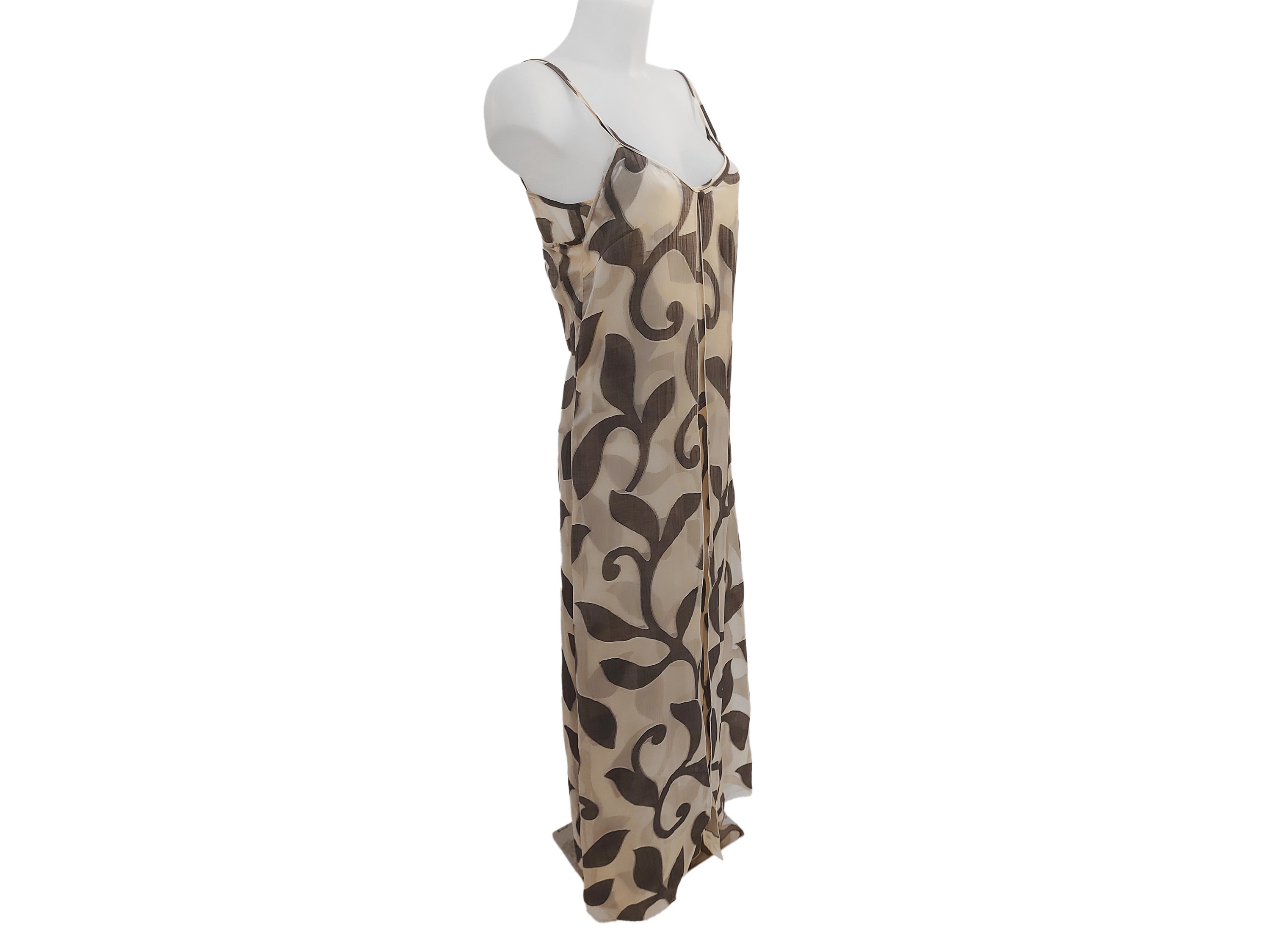 Salvatore Ferragamo - Abito in Crepe di Seta Beige e Grigio