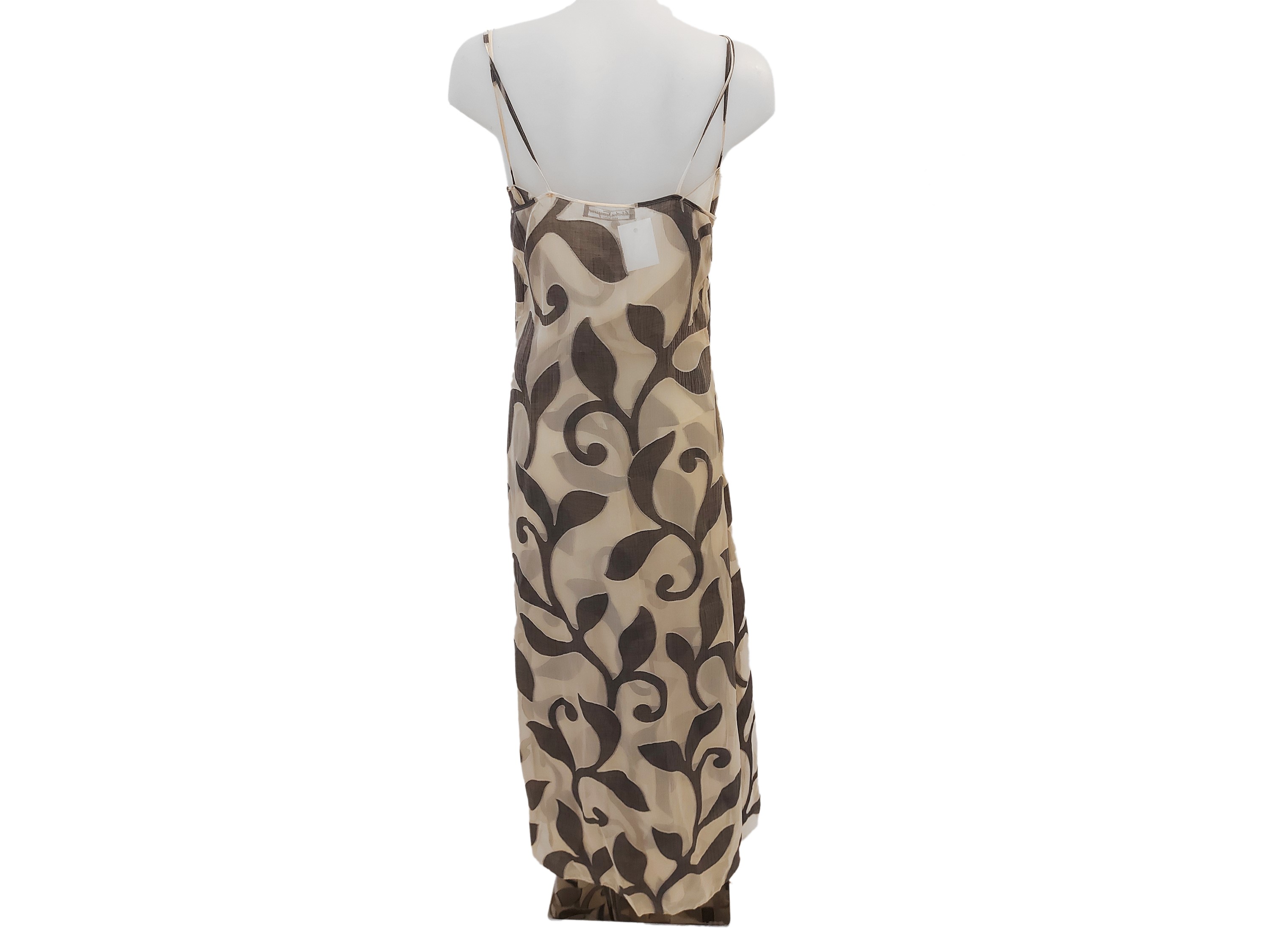 Salvatore Ferragamo - Abito in Crepe di Seta Beige e Grigio