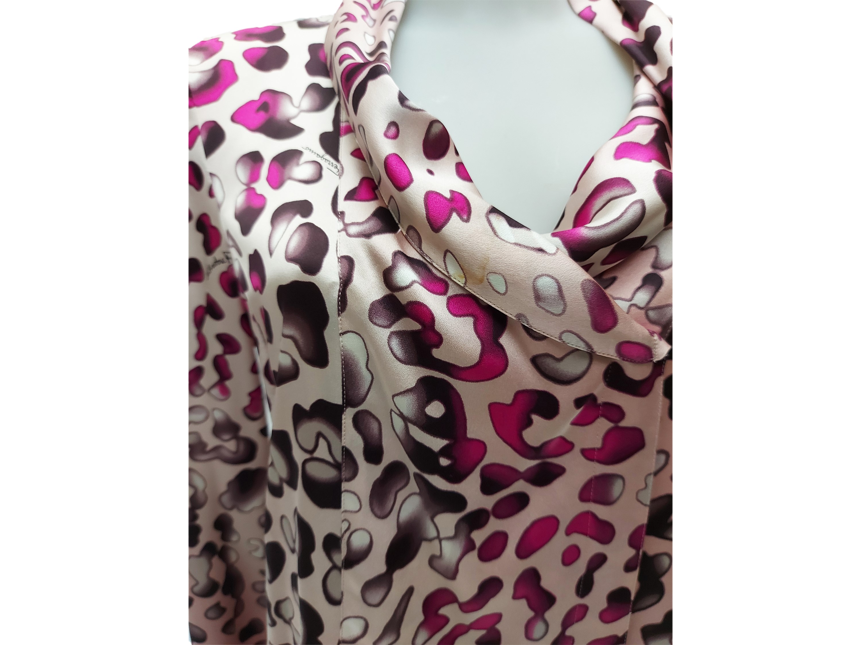 Salvatore Ferragamo - Camicia in Raso di Seta Animalier