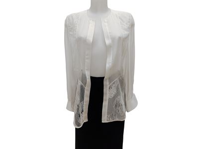 Salvatore Ferragamo - Camicia Traforata in Voile di Seta Cipria