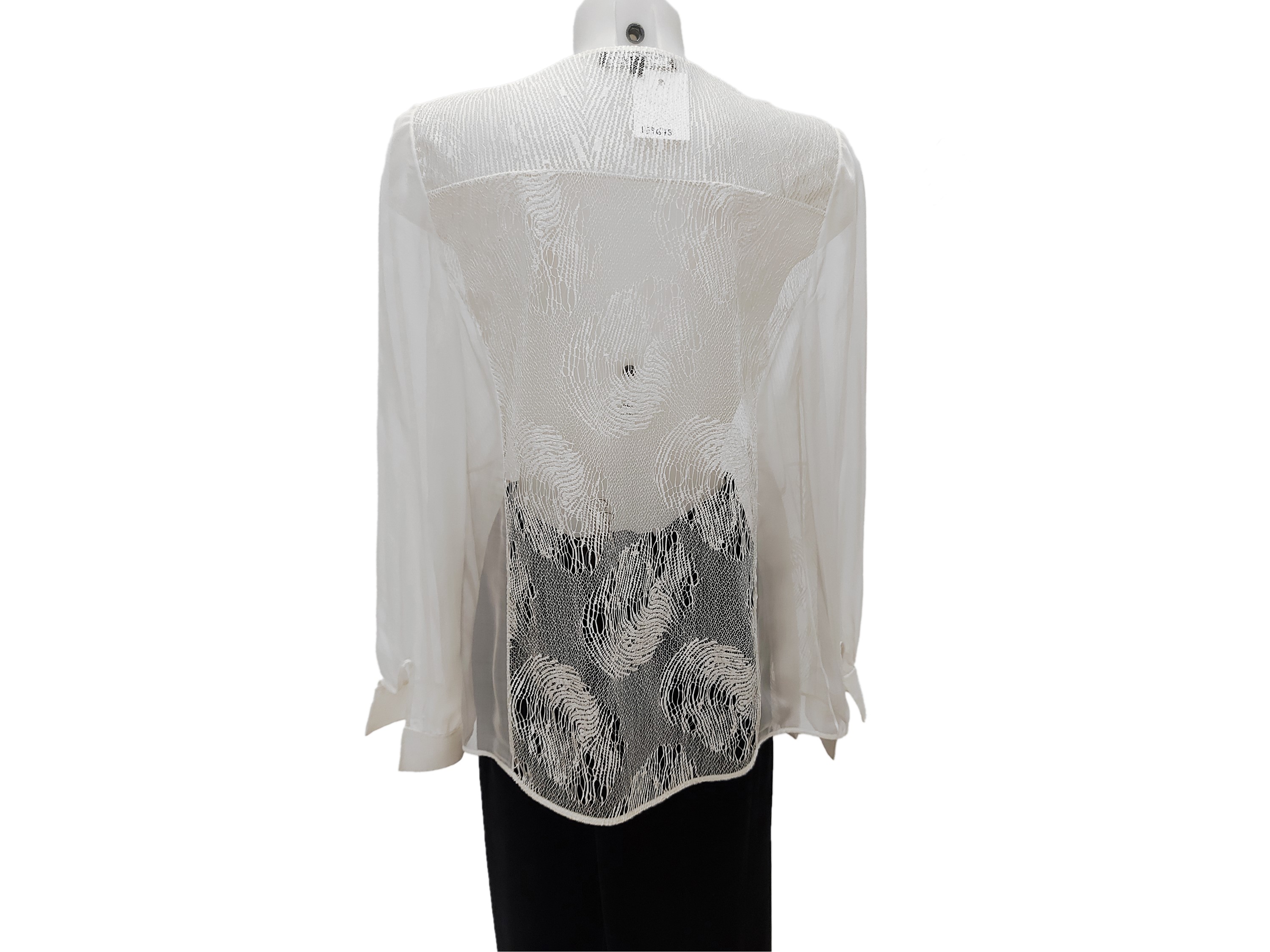 Salvatore Ferragamo - Camicia Traforata in Voile di Seta Cipria