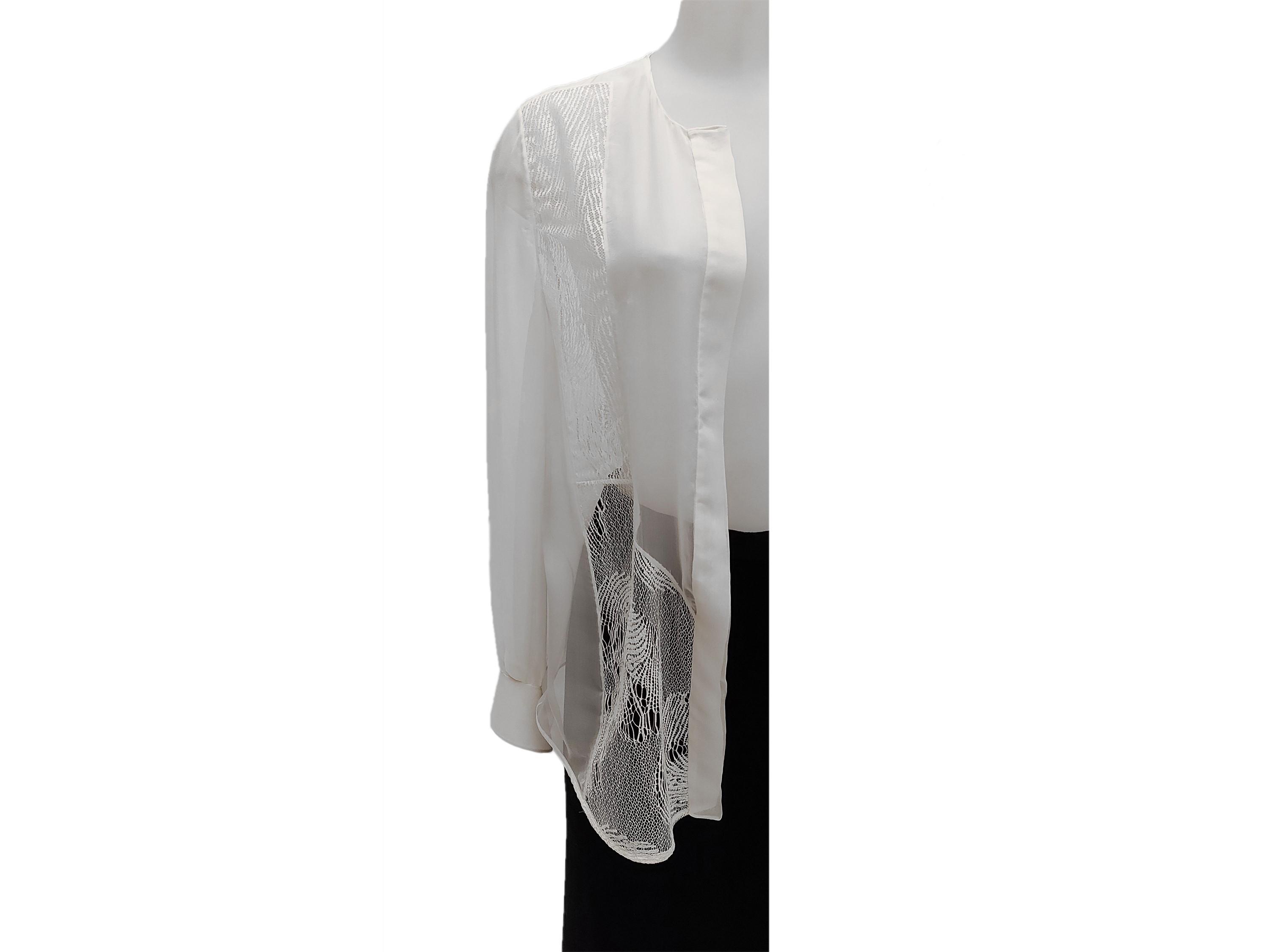 Salvatore Ferragamo - Camicia Traforata in Voile di Seta Cipria