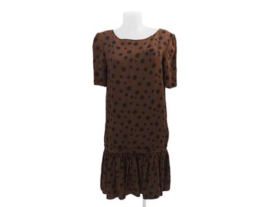 Valentino - Abito in Lino Marrone a Pois Neri