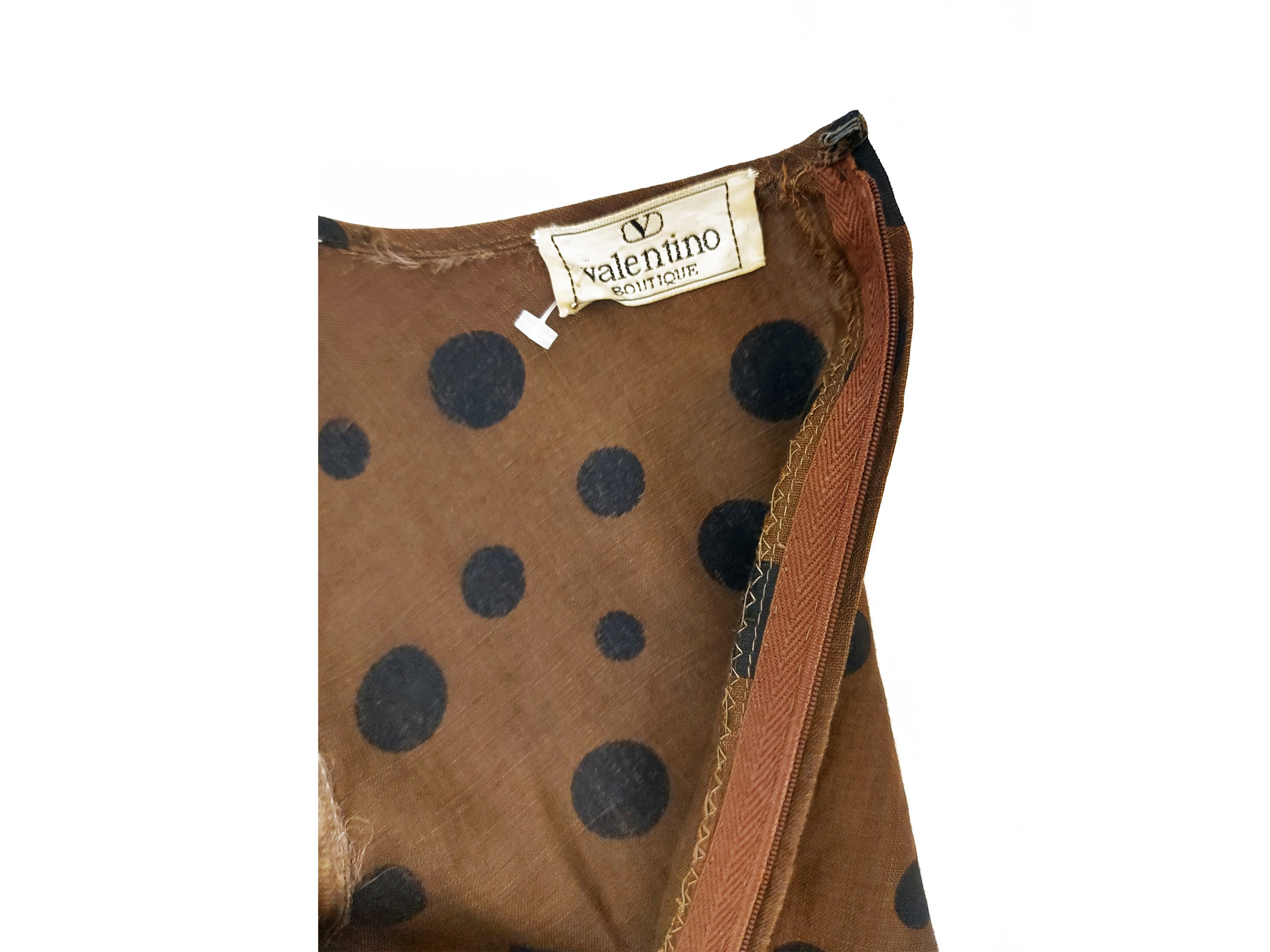 Valentino - Abito in Lino Marrone a Pois Neri