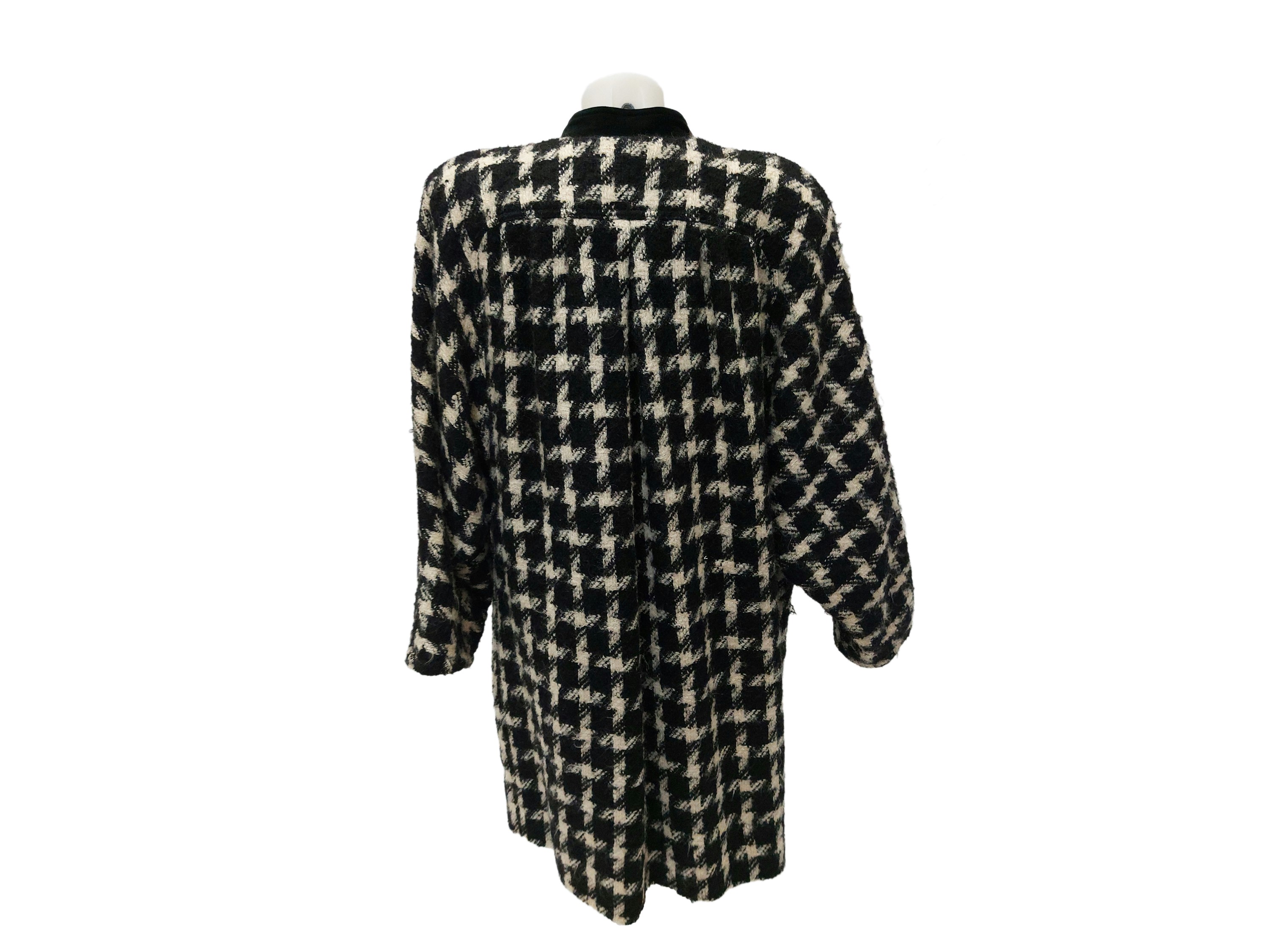 Valentino - Cappotto in Lana Bouclé Pied De Poule Bianco e Nero