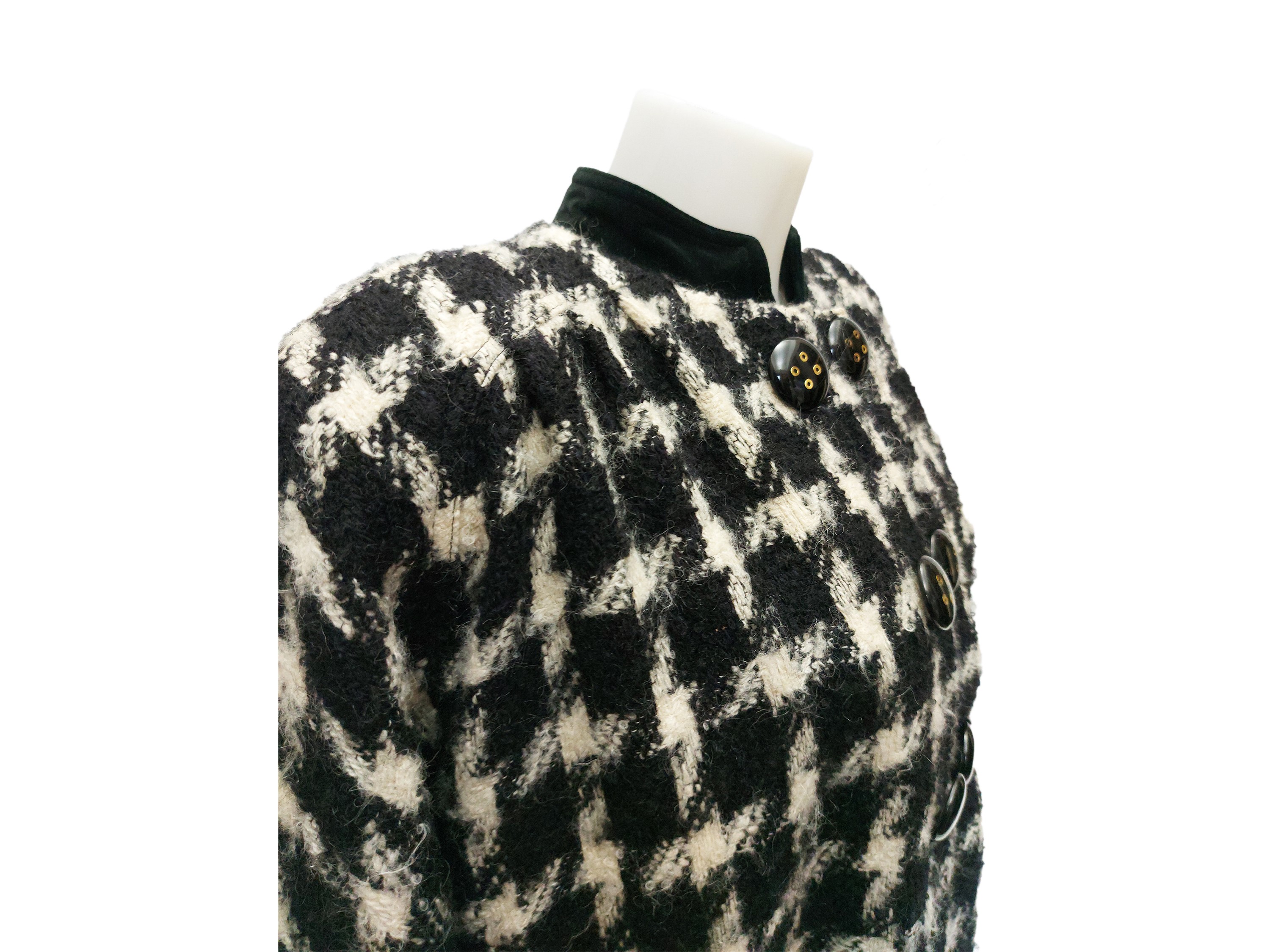 Valentino - Cappotto in Lana Bouclé Pied De Poule Bianco e Nero
