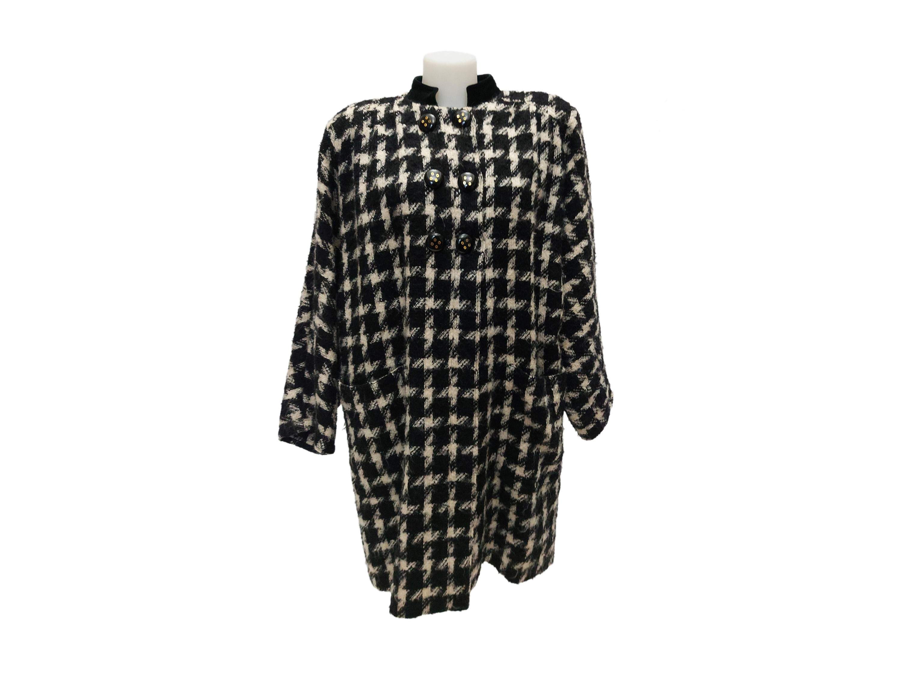 Valentino - Cappotto in Lana Bouclé Pied De Poule Bianco e Nero