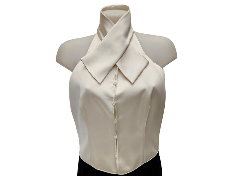 Giorgio Armani - Top in seta doppia color panna