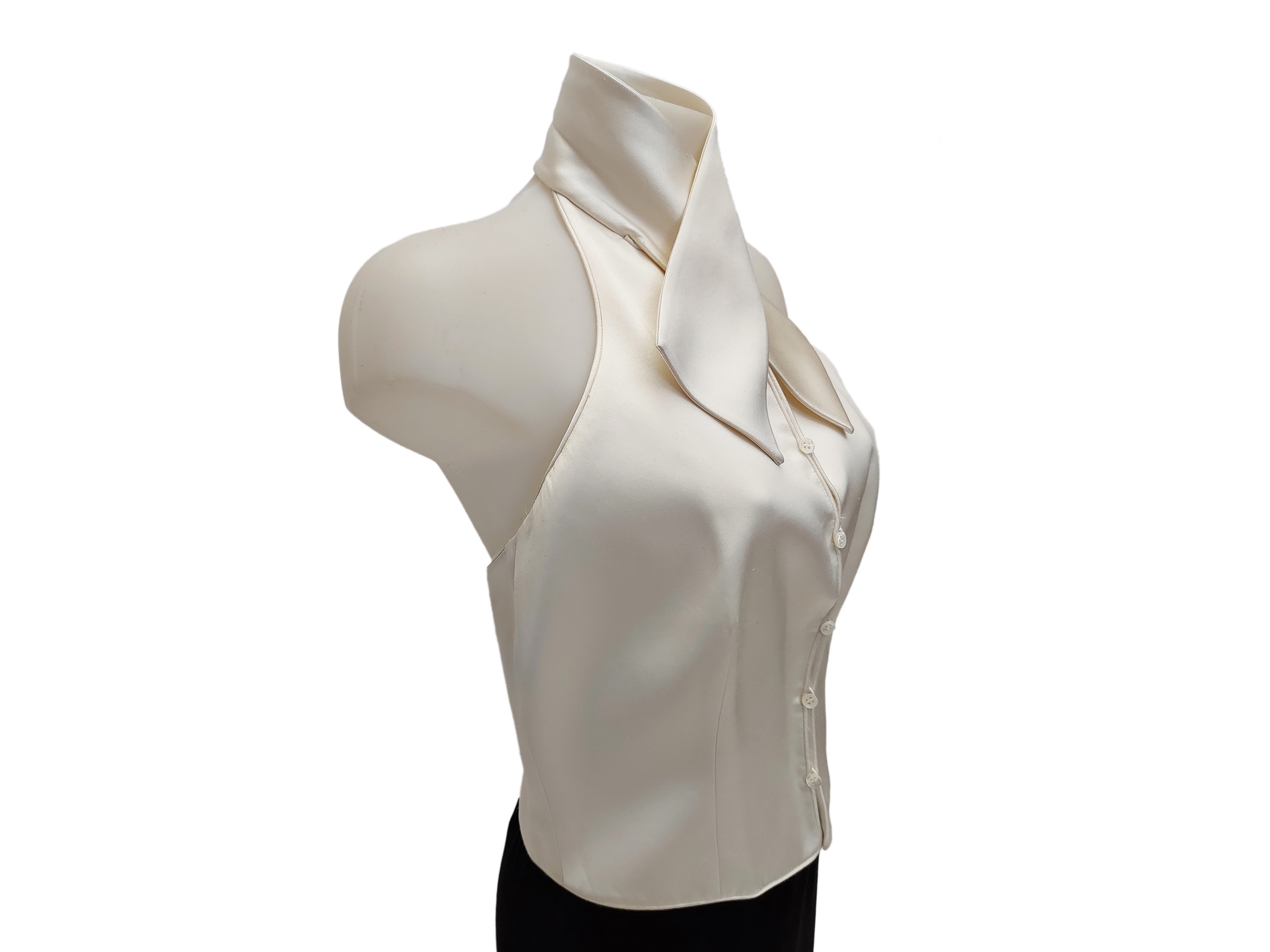 Giorgio Armani - Top in seta doppia color panna