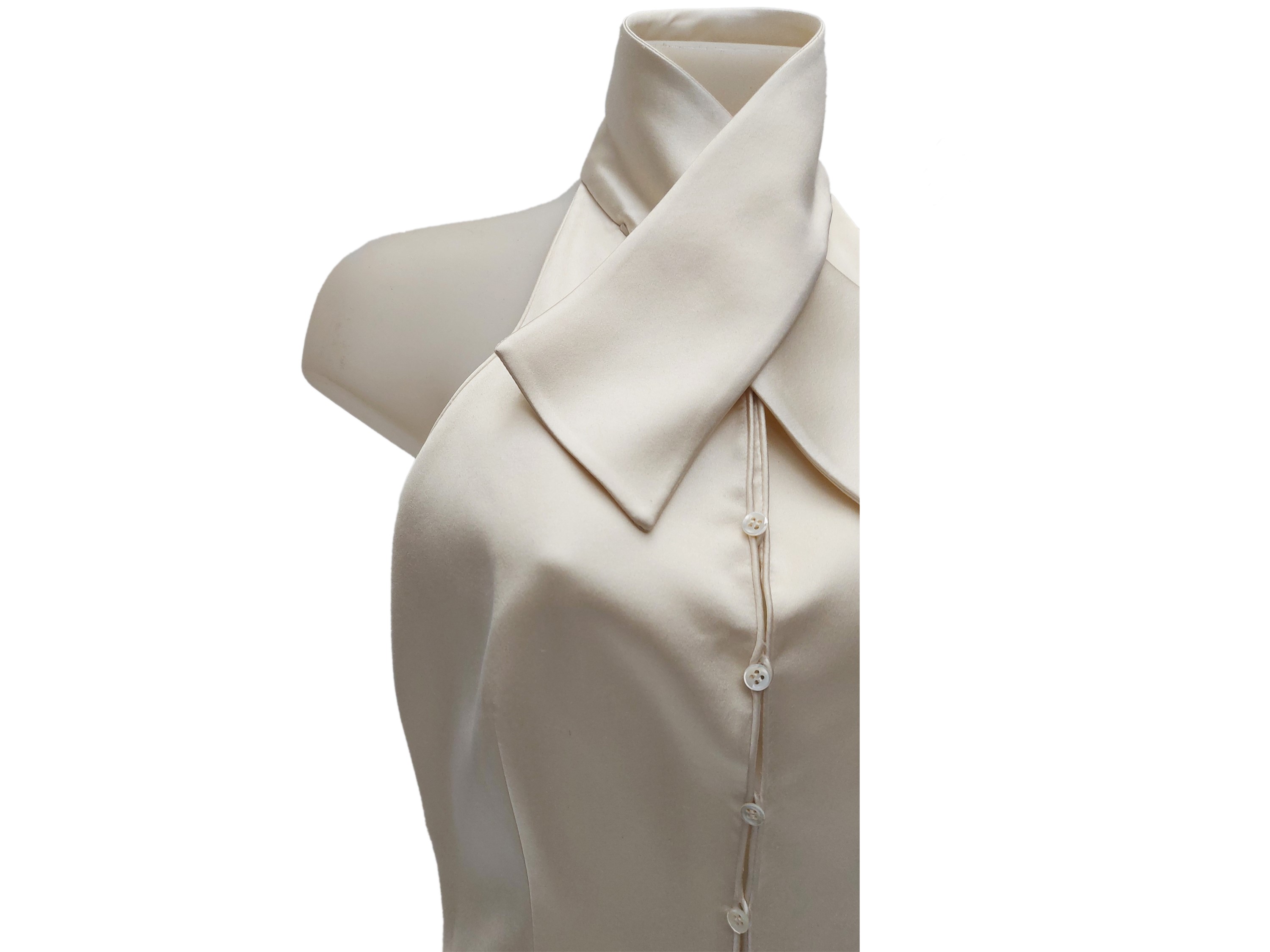 Giorgio Armani - Top in seta doppia color panna