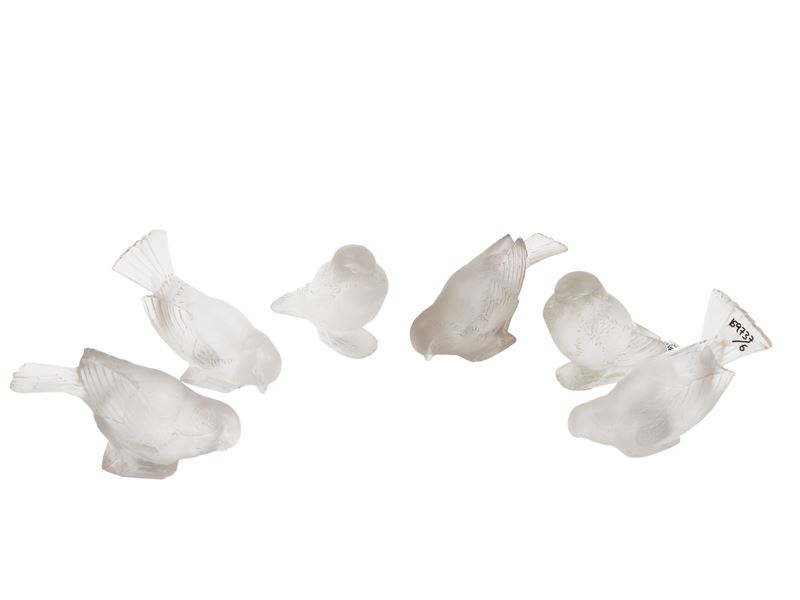 Collezione di Sei Uccellini in Cristallo, Lalique